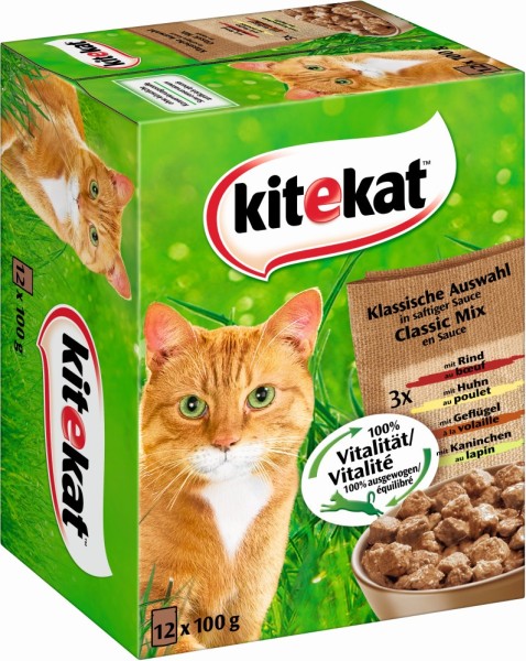 Kitekat Multipack leckere Fleischauswahl in Soße 12x100g