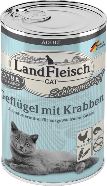 LandFleisch Cat Adult Schlemmertopf mit Geflügel & Krabbe