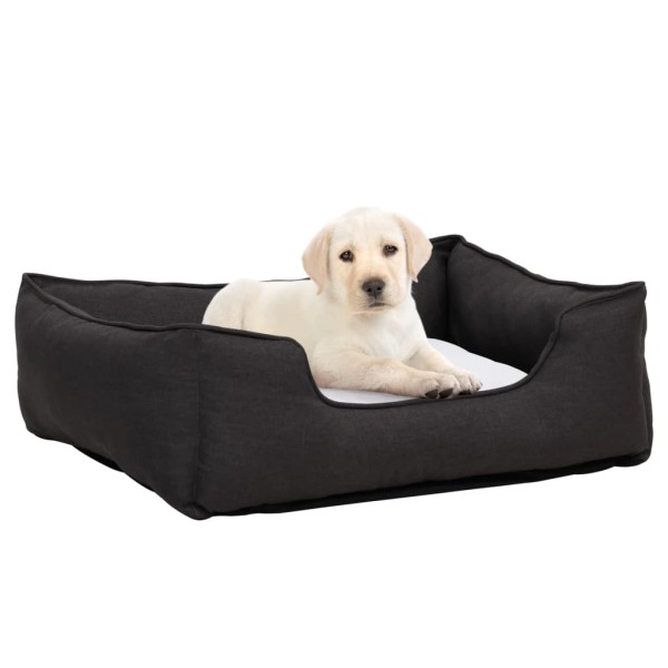 Hundebett Dunkelgrau-Weiß 110,5x80,5x26 cm Fleece Leinenoptik