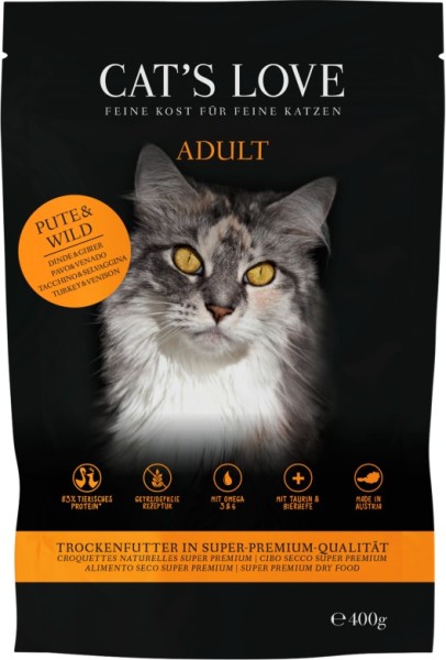 CAT'S LOVE TROCKEN ADULT Pute&Wild 400g