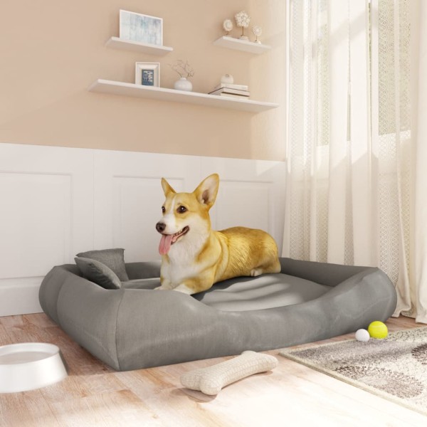 Hundebett mit Kissen Grau 115x100x20 cm Oxford-Gewebe