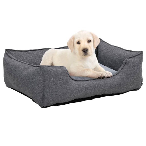 Hundebett Grau 85,5x70x23 cm Fleece Leinenoptik