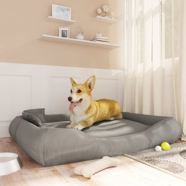 Hundebett mit Kissen Grau 135x110x23 cm Oxford-Gewebe