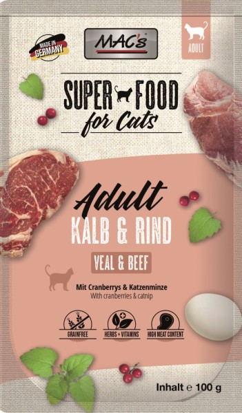 Macs Cat Kalb & Rind 100g Frischebeutel