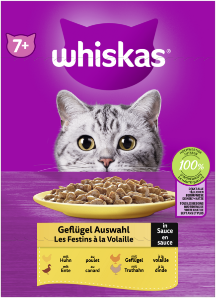 Whiskas 7+ Geflügel Auswahl in Sauce 12x85gP