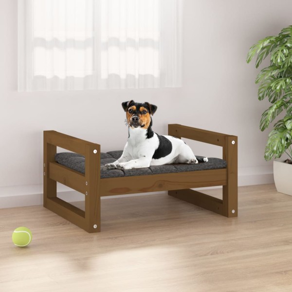 Hundebett Honigbraun 55,5x45,5x28 cm Massivholz Kiefer