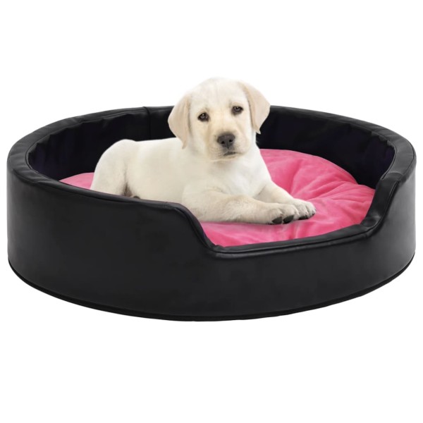 Hundebett Schwarz-Pink 79x70x19 cm Plüsch und Kunstleder