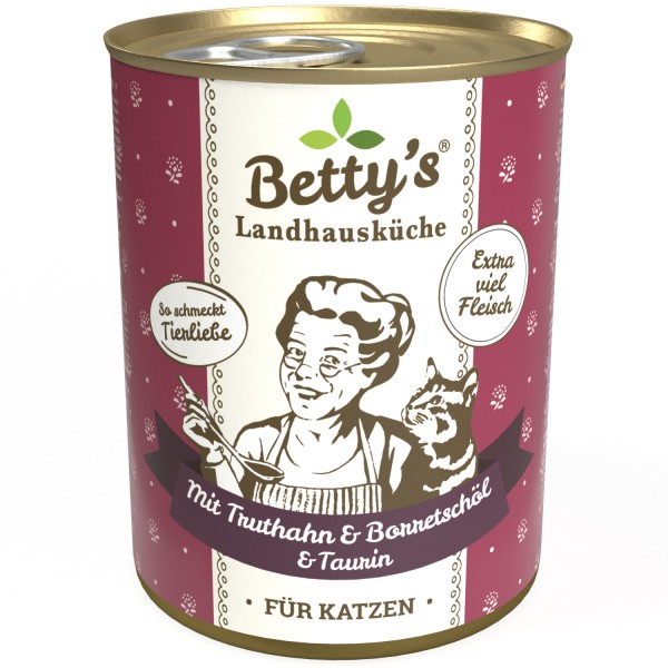 Betty's Katze mit Truthahn und Borretschöl 400gD