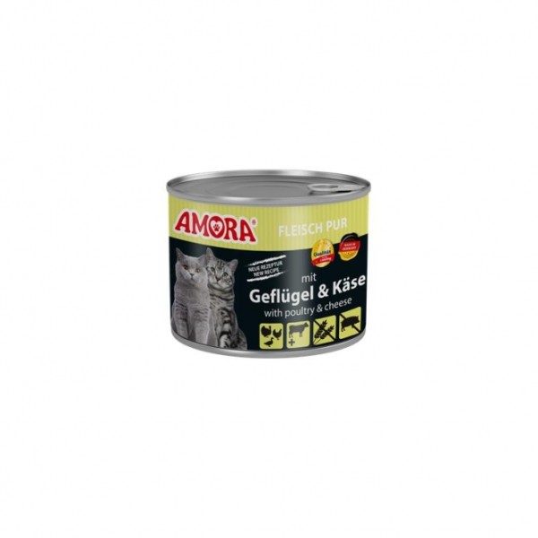 Amora Cat Fleisch Pur mit Geflügel & Käse - 200g