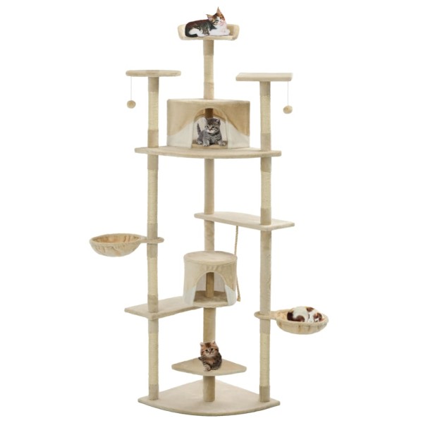 Katzen-Kratzbaum Sisal 203 cm Beige und Weiß