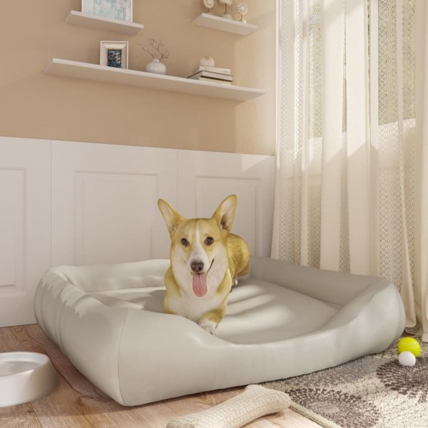 Hundebett Beige 80x68x23 cm Kunstleder