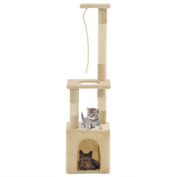 Katzen-Kratzbaum mit Sisal-Kratzsäulen 109 cm Beige